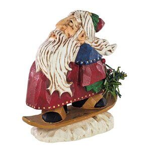David Frykman Snowboard Santa Resin Figurine DF1324 1998 Christmas Decor